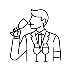 sommelier tasting icon, sommelier tasting line art - simple line art of sommelier tasting, perfect for sommelier tasting logos and icons
