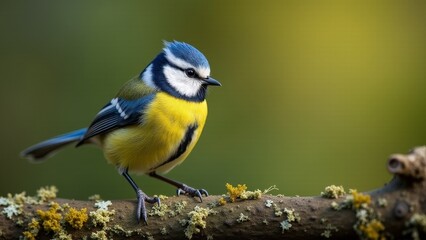 Eurasian Blue Tit Perched On Branch