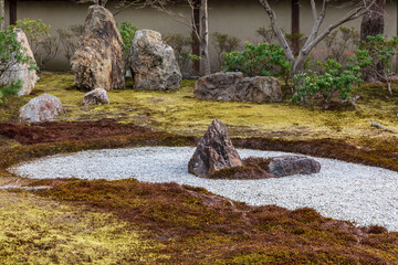 Traditional Japanese rock garden at Kodaiji temple in Kyoto, Japan. 
