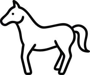 Horse standing, simple line drawing of an equine mammal