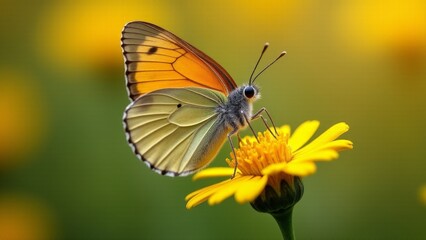 Obraz premium Orange Butterfly On Yellow Flower