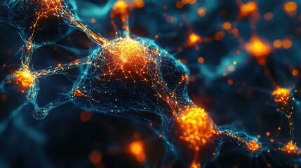 Abstract neural network with glowing nodes and connections, showcasing vibrant colors and intricate patterns, evoking sense of innovation