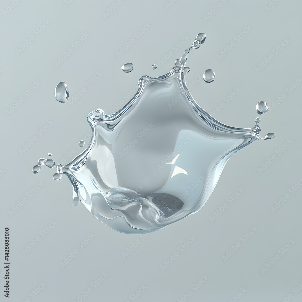 Poster water splash: a dynamic, high-resolution image of a water splash, frozen in time. the water droplets