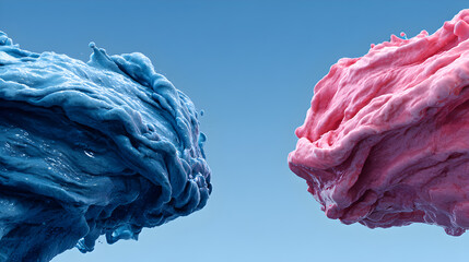 Obraz premium Abstract forms of fluid liquid splashes in calming pastel tones, minimal design.