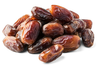 Fototapeta premium Isolated Medjool Dates on Transparent Background – Organic Sweet Chewy Dried Fruit from Morocco Rich in Fiber and Nutrients 