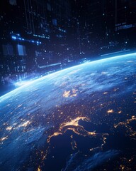 Fototapeta premium Nighttime Earth From Space Global Network of City Lights