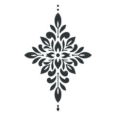 Vector abstract linocut floral logo poster template. Modern trendy minimal style. Black and white colors. Botanical blockprint for wallpaper, wall decor, print, postcard, cover, template.