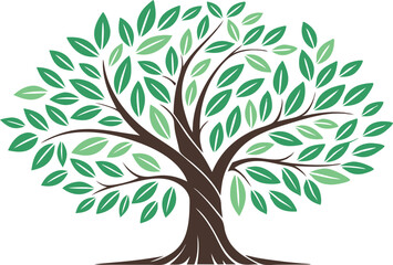 Obraz premium Arboreal Embrace: An illustration of a lush, vibrant tree, symbolizing growth, resilience, and the beauty of the natural world.