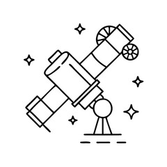 space telescope icon, space telescope line art - simple line art of space telescope, perfect for space telescope logos and icons