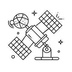 space telescope icon, space telescope line art - simple line art of space telescope, perfect for space telescope logos and icons