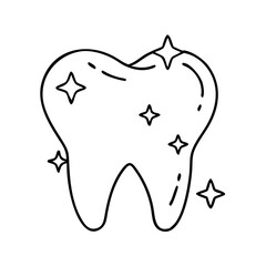 sparkly tooth icon, sparkly tooth line art - simple line art of sparkly tooth, perfect for sparkly tooth logos and icons