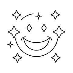 sparkling smile icon, sparkling smile line art - simple line art of sparkling smile, perfect for sparkling smile logos and icons