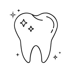 sparkly tooth icon, sparkly tooth line art - simple line art of sparkly tooth, perfect for sparkly tooth logos and icons