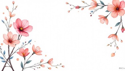 Simple floral pattern, delicate lines on white background , pretty, petal