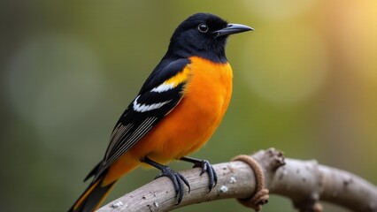 Fototapeta premium Baltimore Oriole Bird Perched On Branch