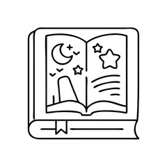 storybook icon, storybook line art - simple line art of storybook, perfect for storybook logos and icons