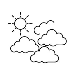 sun and clouds icon, sun and clouds line art - simple line art of sun and clouds, perfect for sun and clouds logos and icons