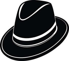 Gentleman Hat Silhouette | Classic Fedora or Top Hat Black Vector