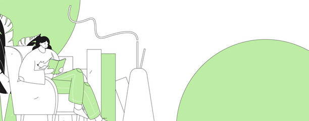 Home indoor character scene flat vector concept operation hand drawn illustration
