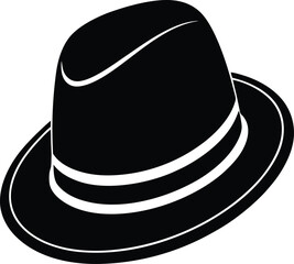 Gentleman Hat Silhouette | Classic Fedora or Top Hat Black Vector