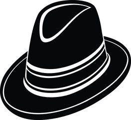 Gentleman Hat Silhouette | Classic Fedora or Top Hat Black Vector