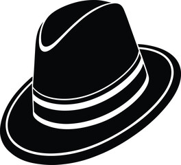 Gentleman Hat Silhouette | Classic Fedora or Top Hat Black Vector