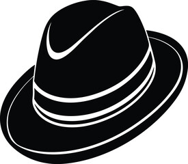 Gentleman Hat Silhouette | Classic Fedora or Top Hat Black Vector