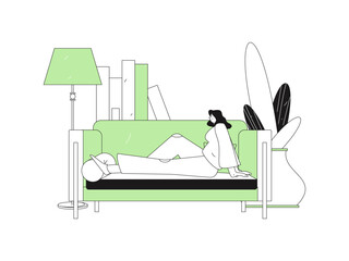 Home indoor character scene flat vector concept operation hand drawn illustration
