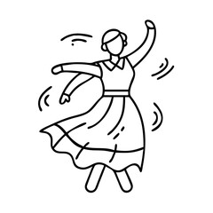 traditional folk dancer icon, traditional folk dancer line art - simple line art of traditional folk dancer, perfect for traditional folk dancer logos and icons