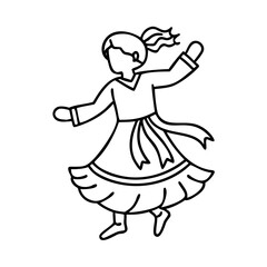 traditional folk dancer icon, traditional folk dancer line art - simple line art of traditional folk dancer, perfect for traditional folk dancer logos and icons
