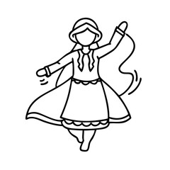 traditional folk dancer icon, traditional folk dancer line art - simple line art of traditional folk dancer, perfect for traditional folk dancer logos and icons