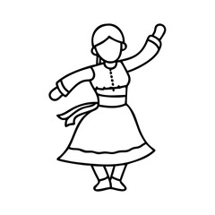 traditional folk dancer icon, traditional folk dancer line art - simple line art of traditional folk dancer, perfect for traditional folk dancer logos and icons