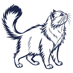 silhouette Persian cat on white background