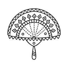 traditional mexican fan icon, traditional mexican fan line art - simple line art of traditional mexican fan, perfect for traditional mexican fan logos and icons