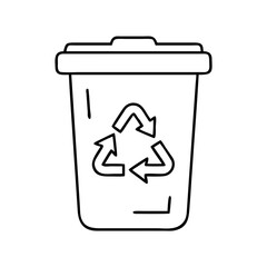 trash can with recycling sign icon, trash can with recycling sign line art - simple line art of trash can with recycling sign, perfect for trash can with recycling sign logos and icons