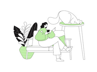 Home indoor character scene flat vector concept operation hand drawn illustration
