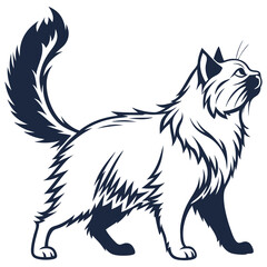 silhouette Persian cat on white background