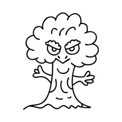tree with a face icon, tree with a face line art - simple line art of tree with a face, perfect for tree with a face logos and icons