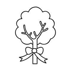 tree with a ribbon icon, tree with a ribbon line art - simple line art of tree with a ribbon, perfect for tree with a ribbon logos and icons