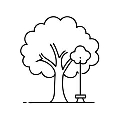 tree with a swing icon, tree with a swing line art - simple line art of tree with a swing, perfect for tree with a swing logos and icons