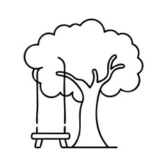 tree with a swing icon, tree with a swing line art - simple line art of tree with a swing, perfect for tree with a swing logos and icons