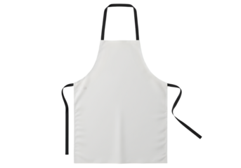 White Kitchen Apron with Black Ties transparent background