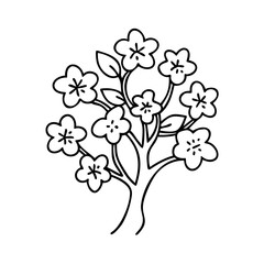 tree with blossoms icon, tree with blossoms line art - simple line art of tree with blossoms, perfect for tree with blossoms logos and icons