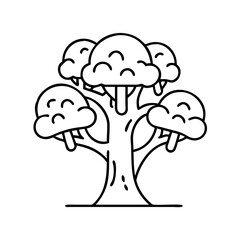 tree with mushrooms icon, tree with mushrooms line art - simple line art of tree with mushrooms, perfect for tree with mushrooms logos and icons