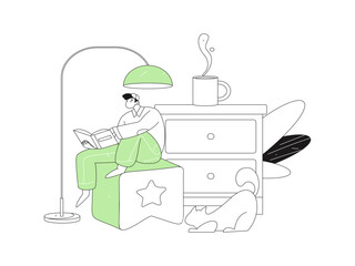 Home indoor character scene flat vector concept operation hand drawn illustration
