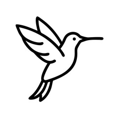 Obraz premium Elegant Line Art Illustration of a Hummingbird in Flight. A stylized, black outline vector graphic of a hummingbird in mid-flight.