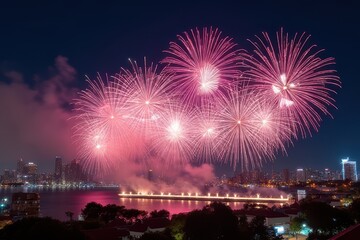 Naklejka premium Fireworks and New Year's Eve Illuminations Celebration