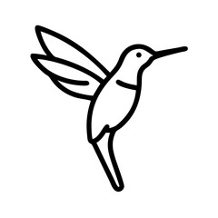 Obraz premium Elegant Line Art Illustration of a Hummingbird in Flight. A stylized, black outline vector graphic of a hummingbird in mid-flight.