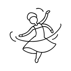 twirling dancer icon, twirling dancer line art - simple line art of twirling dancer, perfect for twirling dancer logos and icons