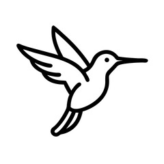Obraz premium Elegant Line Art Illustration of a Hummingbird in Flight. A stylized, black outline vector graphic of a hummingbird in mid-flight.